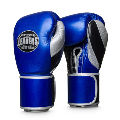 Перчатки боксерские LEADERS LS Series Long Velcro Custom  BL/BK/SIL