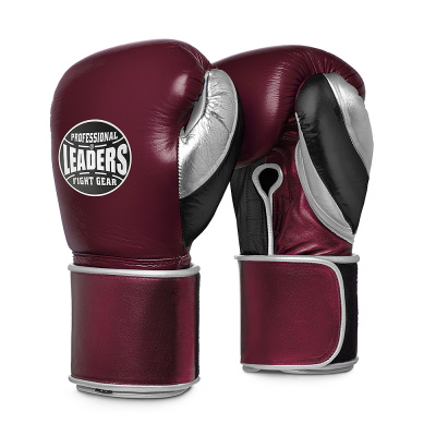 Перчатки боксерские LEADERS LS Long Velcro  RD/BK/SIL
