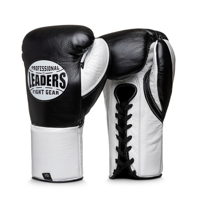 Перчатки боксерские профессиональные LEADERS PRO BK/WH