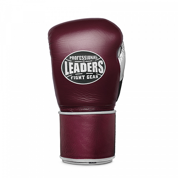 Перчатки боксерские LEADERS LS Long Velcro  RD/BK/SIL (12 oz, кожа, красный/черный/серебристый)