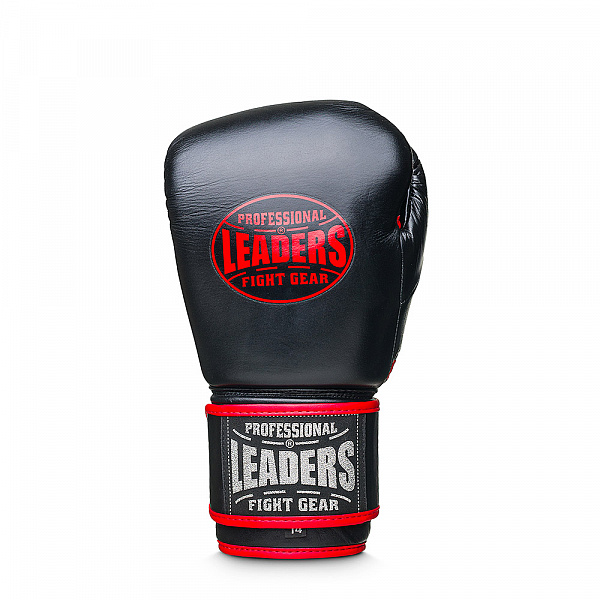 Перчатки боксерские LEADERS HERO BK (12 oz, кожа, черный/красный)