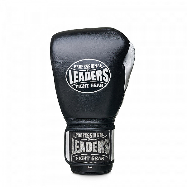 Перчатки боксерские LEADERS LS 2 BK/WH (10 oz, кожа, черный/белый)