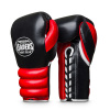 Перчатки боксерские LEADERS LS на шнуровке BK/RD  (16 oz, кожа, черный/красный)