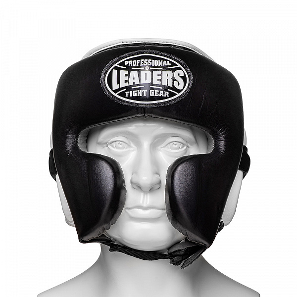 Шлем боксерский LEADERS LS MEX BK/WH (XS, кожа, черный/белый)